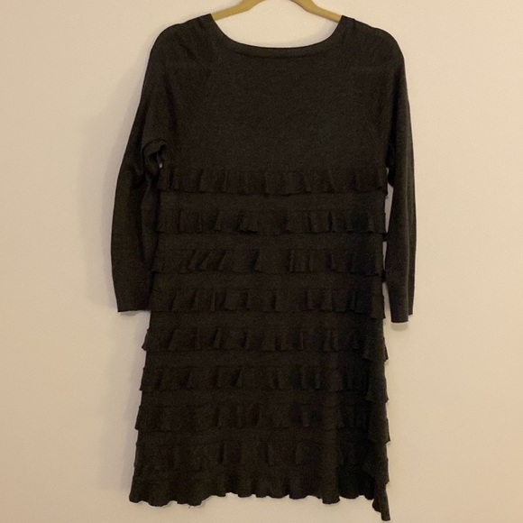 J. Crew Charcoal Gray Tiered Ruffle Pima Cotton & Wool Sweater Dress - Picture 6 of 6